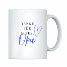 Lade das Bild in den Galerie-Viewer, Tasse &quot;Danke für alles Opa&quot; Sublimation, Digitaldruck, Keramik Vatertag 2024 2025 2026 Geschenkideen zum 1. Vatertag für Väter Dad Tassen mit Spruch cool witzig romantisch frech selbst gestalten für Großeltern Papa Opa Oma kleine Aufmerksamkeit Dankeschön Mitbringsel Kollegen Freunde Chef Chefin Kollegin Frauen Männer Kinder Geschwister Bruder Schwester Mütter Muttertag Arbeit Büro 
