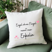 Lade das Bild in den Galerie-Viewer, Kissen mit Spruch &quot;Engel ohne Flügel nennt man Enkelin&quot; | Geschenke Deko Trends 2024 2025 | zum Einzug Umzug Richtfest erste Wohnung Abschiedsgeschenk | Frauengeschenke zum Geburtstag beste Freundin Mama Geschwister Oma Muttertag Ideen Zierkissen Dekokissen Kissenbezug 40 x 40 cm mit Reißverschluss Nikolausgeschenk Ostergeschenk kleine Aufmerksamkeit für Kollegen, Sublimation, Digitaldruck personalisiert ausgefallene Wohnaccessoires Möbel moderne Wohntrends
