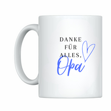 Lade das Bild in den Galerie-Viewer, Tasse &quot;Danke für alles Opa&quot; Sublimation, Digitaldruck, Keramik Vatertag 2024 2025 2026 Geschenkideen zum 1. Vatertag für Väter Dad Tassen mit Spruch cool witzig romantisch frech selbst gestalten für Großeltern Papa Opa Oma kleine Aufmerksamkeit Dankeschön Mitbringsel Kollegen Freunde Chef Chefin Kollegin Frauen Männer Kinder Geschwister Bruder Schwester Mütter Muttertag Arbeit Büro 
