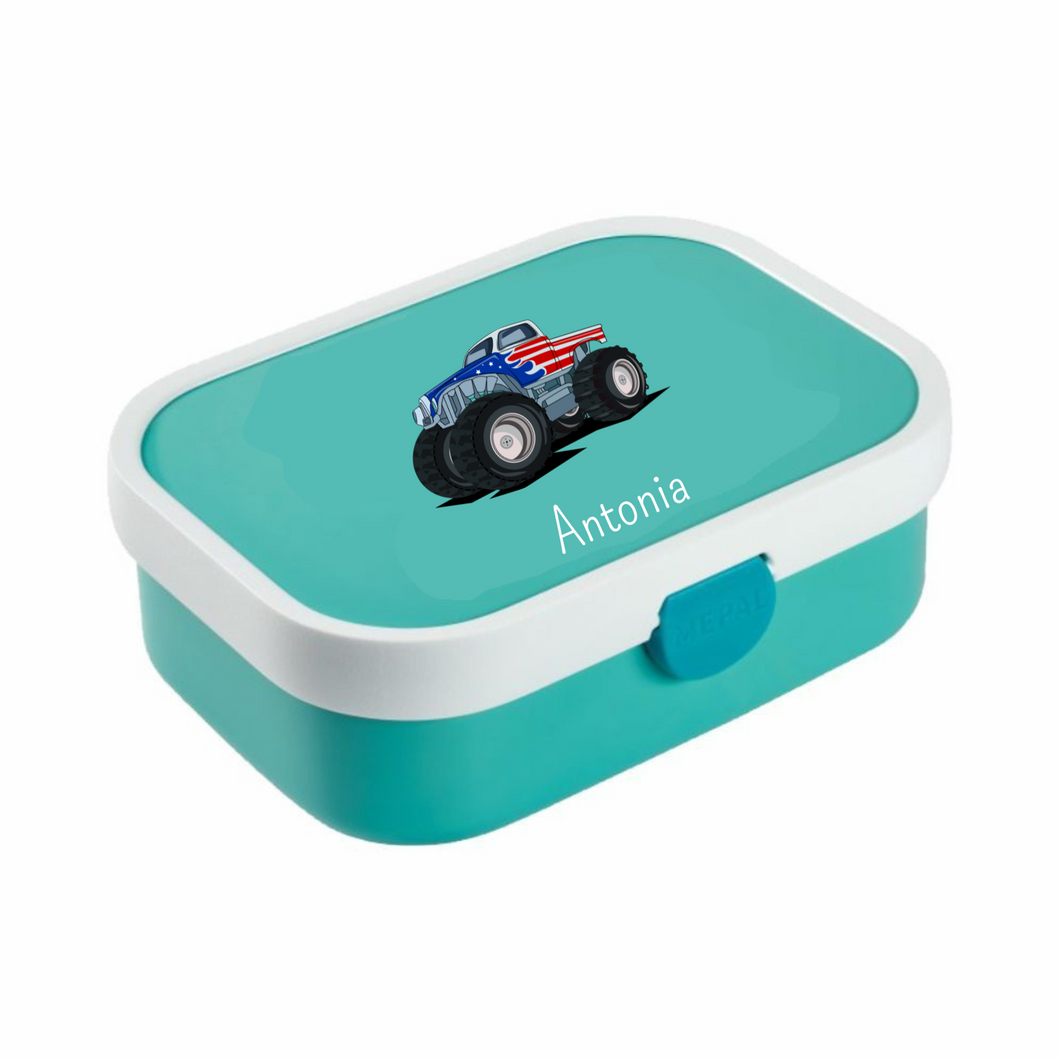 Monstertruck Rosti Mepal Brotdosen Campus mit Bento Einsatz und Trinkflaschen Campus Pop-up 400 ml personalisert mit Namen | Geschenkidee für Kinder | Geschenk zur Einschulung | zum 1. Schultag | Kindergarten Ausstattung personalisierte originelle Geschenke Schulkind 2024 2025 Geburtstagsgeschenk für Neffe Nichte Enkel Mädchen Junge 3 4 5 6 7 8 Jahre Sportflasche Digitaldruck Sublimation Fotogeschenke Schulzubehör Schultasche Sporttasche 