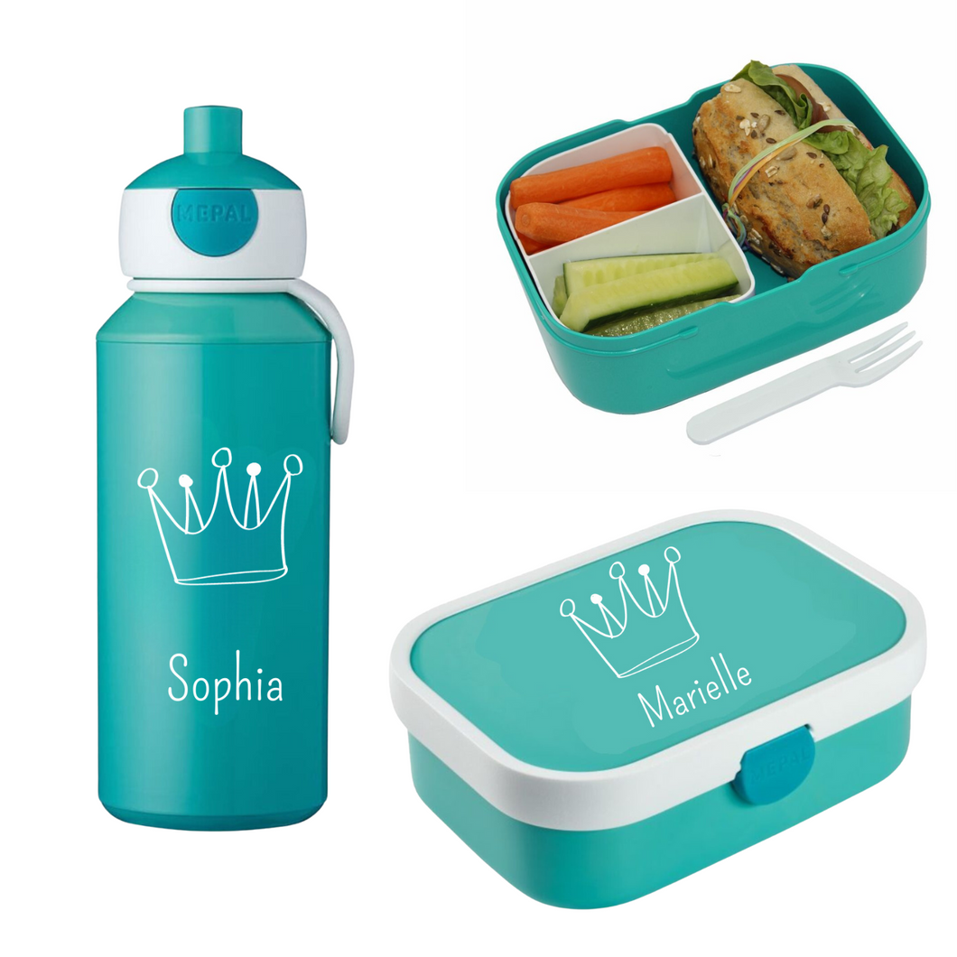 Krone Rosti Mepal Brotdosen Campus mit Bento Einsatz und Trinkflaschen Campus Pop-up 400 ml personalisert mit Namen | Geschenkidee für Kinder | Geschenk zur Einschulung | zum 1. Schultag | Kindergarten Ausstattung personalisierte originelle Geschenke Schulkind 2024 2025 Geburtstagsgeschenk für Neffe Nichte Enkel Mädchen Junge 3 4 5 6 7 8 Jahre Sportflasche Digitaldruck Sublimation Fotogeschenke Schulzubehör Schultasche Sporttasche 