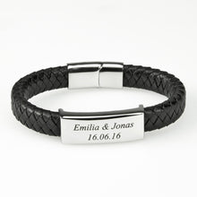 Lade das Bild in den Galerie-Viewer, Herren Echtleder / Edelstahl Armband mit Gravur Herrenschmuck Geschenkidee zum Geburtstag für Mann Männergeschenke zum Jahrestag Hochzeitstag Freundschaftsarmbänder personalisiert Vatertag 2023 2024 2025 Edelstahlschmuck hochwertig silber gold Schmuckgeschenke Schmucktrends
