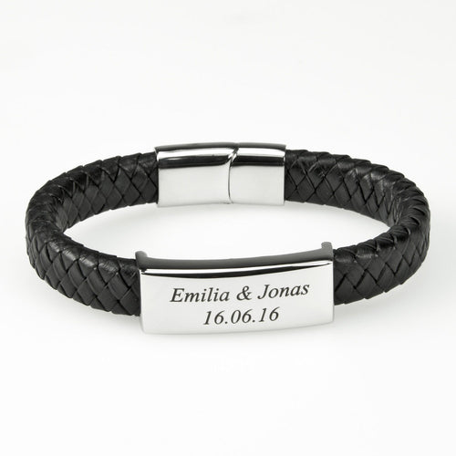 Herren Echtleder / Edelstahl Armband mit Gravur Herrenschmuck Geschenkidee zum Geburtstag für Mann Männergeschenke zum Jahrestag Hochzeitstag Freundschaftsarmbänder personalisiert Vatertag 2023 2024 2025 Edelstahlschmuck hochwertig silber gold Schmuckgeschenke Schmucktrends