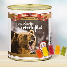 Lade das Bild in den Galerie-Viewer, Grizzlyfilet aus der Dose Haribo Spaßgeschenk Wichtelgeschenk Mitbringsel | Nikolausgeschenk | Ostergeschenk | lustiges Frauengeschenk | Geschenkidee für Kollegen Kinder beste Freunde Eltern Ehefrau Mädchen | witzige Geschenke | kleines Präsent | www.schenkstore.de | Geschenk Helden | Scherzartikel
