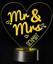 Lade das Bild in den Galerie-Viewer, LED Motivlampe - personalisierte 3D Leuchte &quot;Mr. &amp; Mrs.&quot;
