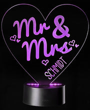 Lade das Bild in den Galerie-Viewer,  LED Motivlampe - personalisierte 3D Leuchte &quot;Mr. &amp; Mrs.&quot;
