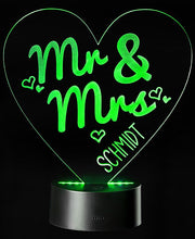 Lade das Bild in den Galerie-Viewer, LED Motivlampe - personalisierte 3D Leuchte &quot;Mr. &amp; Mrs.&quot;
