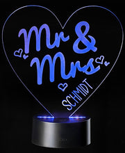 Lade das Bild in den Galerie-Viewer, LED Motivlampe - personalisierte 3D Leuchte &quot;Mr. &amp; Mrs.&quot;
