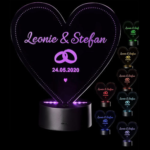 LED Motivlampe - personalisierte 3D Herzleuchte 