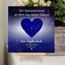 Lade das Bild in den Galerie-Viewer, personalisiertes Holz Bild &quot;Sternenhimmel&quot; Hochzeitsgeschenk Hochzeitstag Geburtstag Sternenkarte bestimmter Tag Zeit Nachthimmel Poster Leinwand persönlich Jahrestag zur Geburt Taufe Abitur thestars Astronomisch korrekt Astronomie Text kunst Erinnerungen Geschenke mit Widmung zum Jahrestag ersten kuss treffen verlobung geburt des babys kindes freude schenken Valentinstag romantisch originell für frau mann partner ehemann ehefrau freundin freund sohn tochter kind baby unikat einzigartig | schenkstore.de
