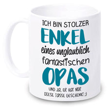 Lade das Bild in den Galerie-Viewer, Tasse &quot;Ich bin stolzer Enkel eines unglaublich fantastischen Opas&quot;  | Geschenkidee für besten Opa der Welt | Weihnachtsgeschenk | zum Nikolaus | für Großeltern | Tassen mit Spruch günstig
