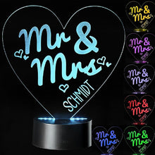 Lade das Bild in den Galerie-Viewer,  LED Motivlampe - personalisierte 3D Leuchte &quot;Mr. &amp; Mrs.&quot;
